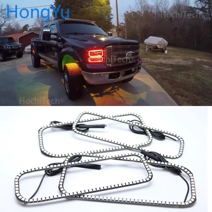 For Ford F-250 2005-2007 Angel Eye  Rings Latest Headlight Multi-color RGB LED Angel Eyes  Ring Eye