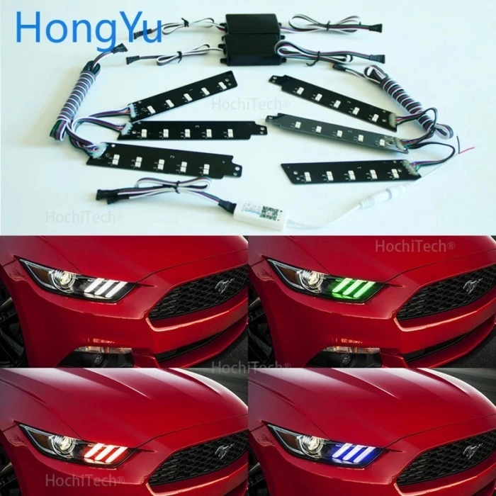 For Ford Mustang 2015-2017 Angel Eye  Rings Latest Headlight Multi-color RGBW LED Angel Eyes  Ring