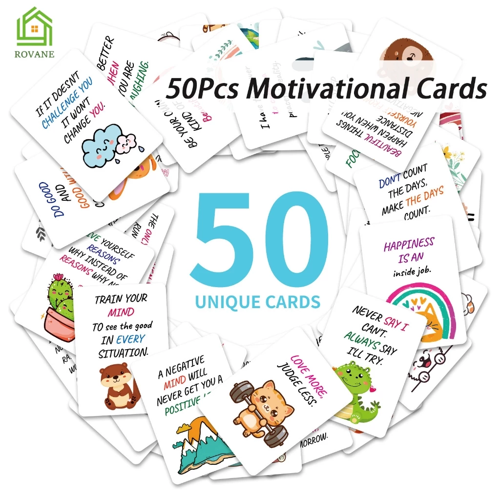 {SG} 50 ชิ้นการ์ดเข้ารหัสการ์ตูนคําคมสร้างแรงบันดาลใจการ์ดบวกการ์ดสร้างแรงบันดาลใจการ์ดโน้ตสร้างแรงบันดาลใจ — ของมงคลหมวดไลฟ์สไตล์และของขวัญ