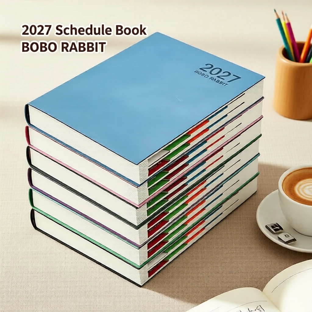 สมุดวางแผนประจําปี 2027, สมุดโน้ต 320 หน้า, ตัวติดตามพัฒนาตนเองทุกวัน 365 วัน และเลย์เอาต์รวมเสาร์-อาทิตย์ เหมาะสําหรับตั้งเป้าหมายปีใหม่ — ของมงคลหมวดไลฟ์สไตล์และของขวัญ