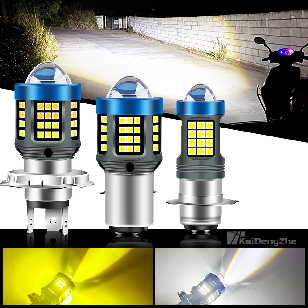 ไฟหน้า LED H4 BA20D P15D 66SMD 12V-80V | 3000LM แสงสองสี ระบบสูง/ต่ำ สำหรับจักรยานไฟฟ้า