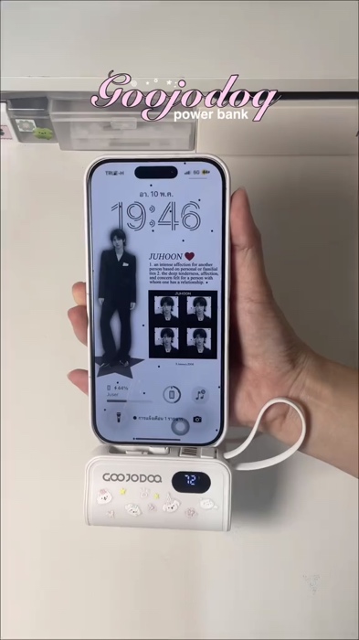GOOJODOQ 5000mAh Powerbank Ln Type C giao diện cặp pin dự phòng có thể gập được pin dự phòng di động Power Bank #PowerBank #powerbank #ShopeeVideo #Shopee