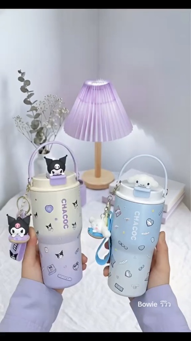 แก้วน้ำเก็บอุณหภูมิ Sanrio น่ารัก ขนาดใหญ่ 600ML/900ML แก้วน้ำเย็น-ร้อน DIY พร้อมหูหิ้ว#ส่งฟรี #ของแท้ #ราคาถูก #แก้วเก็บความเย็น