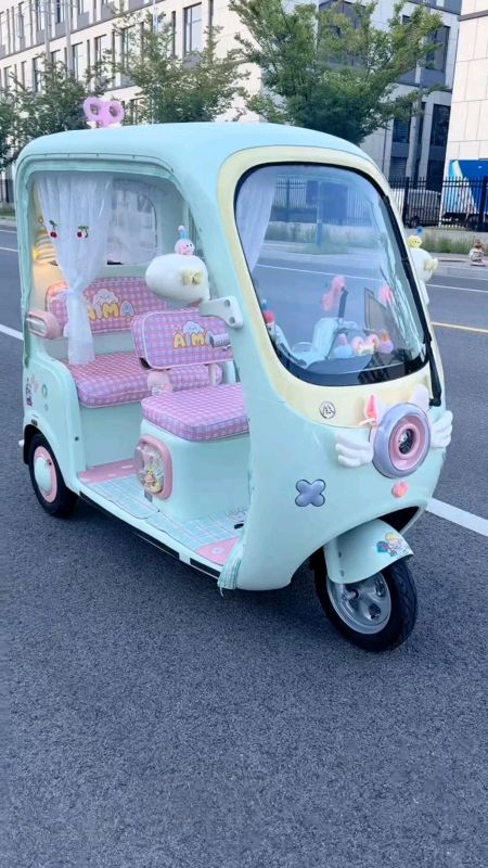 #รถสามล้อไฟฟ้าขนาดเล็กมินิมอล (Electric Tricycle) ดีไซน์น่ารักสไตล์พาสเทลที่มีเอกลักษณ์และได้รับความนิยมในโลกออนไลน์และอิสระในการตกแต่ง