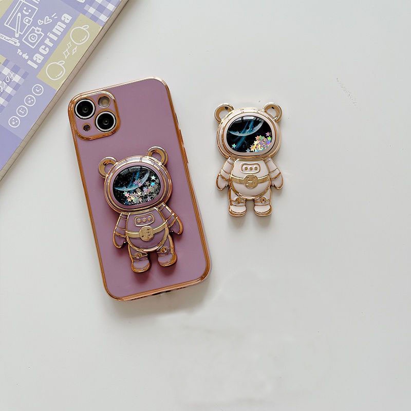 ที่วางโทรศัพท์มือถือ ตัวยึดโทรศัพท์มือถือชุบโลหะไฟฟ้า ตัวยึดเคสโทรศัพท์มือถือ ทรายดูด ตัวยึดโทรศัพท์มือถือสำหรับนักบินอวกาศ ชนิดสติกเกอร์ด้านหลัง เข้าได้กับโทรศัพท์มือถือทุกรุ่น