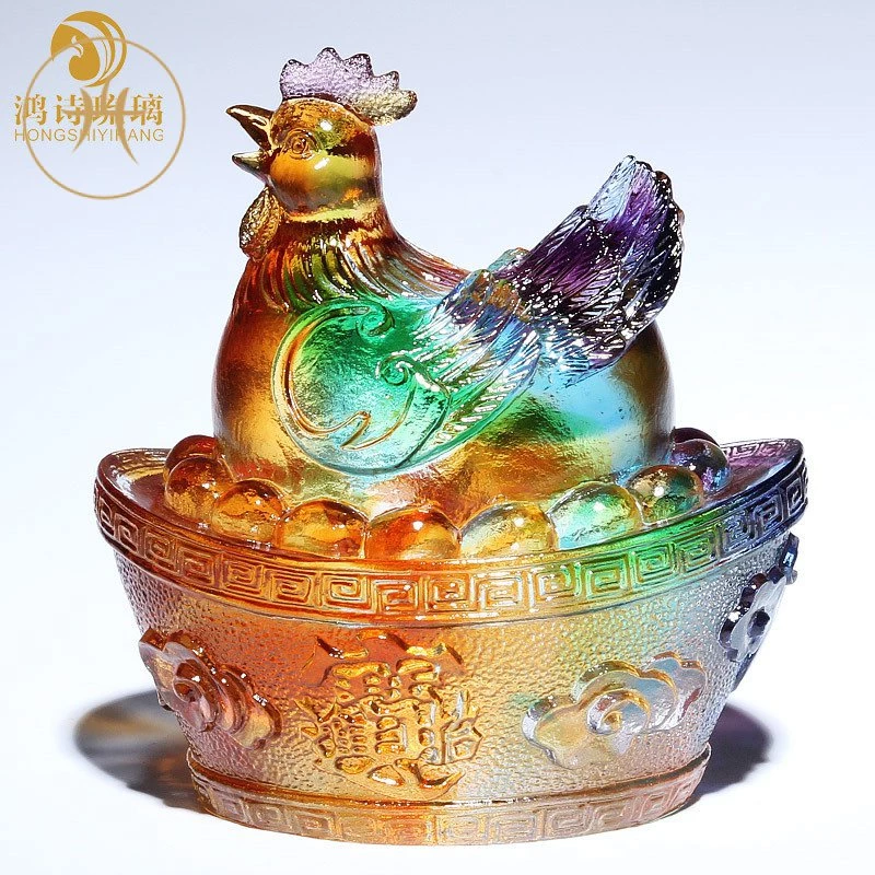 Hongshi Liuli ตกแต่งไก่นักษัตรของจีนของขวัญย้ายพิธีขึ้นบ้านใหม่ของขวัญหรูหราที่ใช้งานได้จริงสีบ้าน UIET — ของมงคลหมวดราศีและนักษัตร