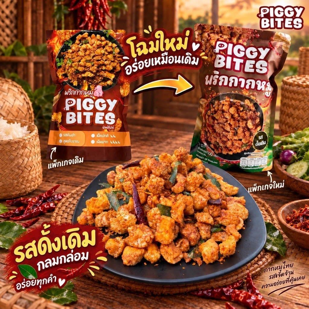 พริกกากหมู(รสดั้งเดิม) แบรนด์ PIGGYBITES