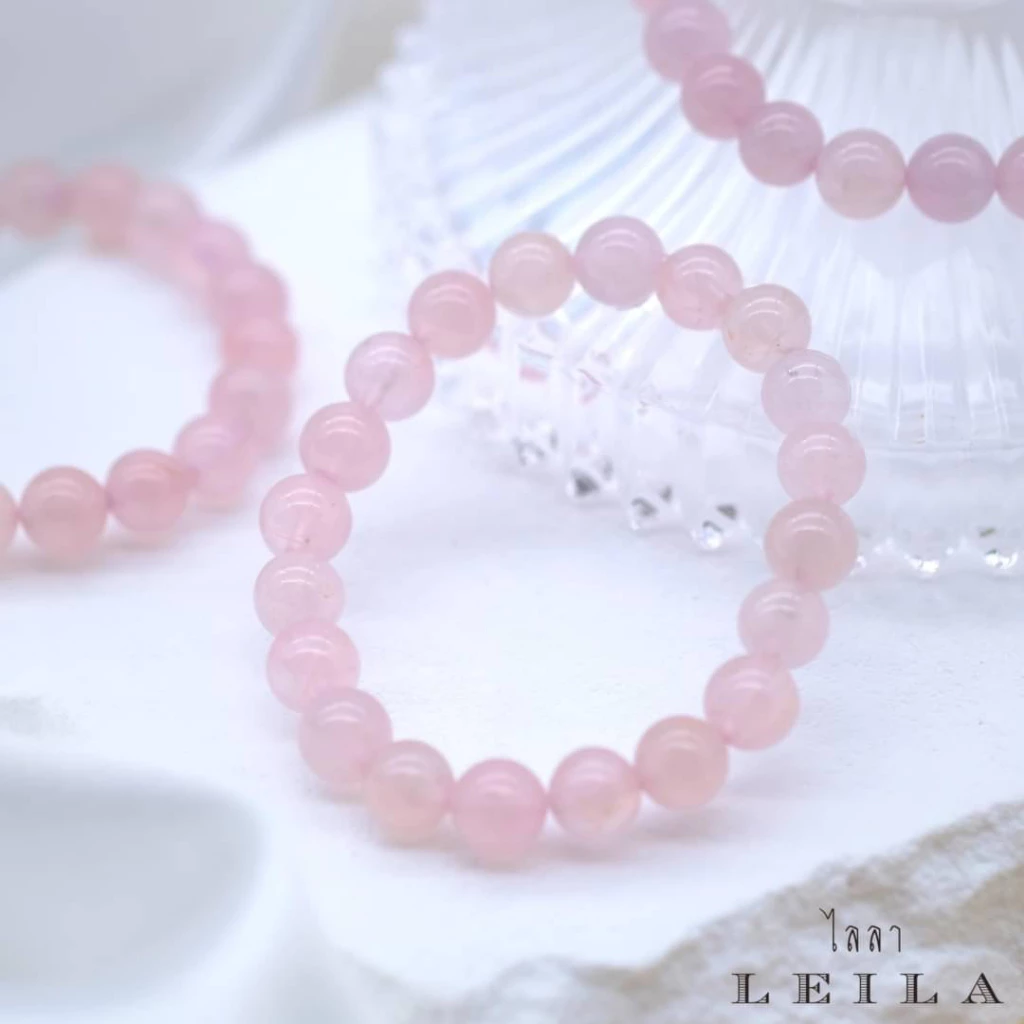 Leila Amulets กำไลหินสวยงาม (โรสควอตซ์) ขนาด 8 มิล — ของมงคลหมวดความรักและความสัมพันธ์