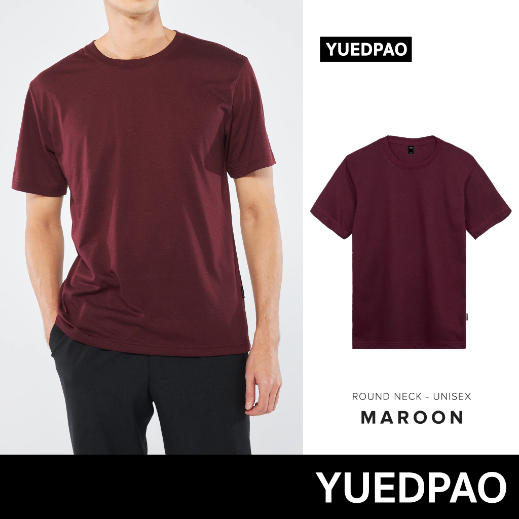 Yuedpao No.1 เสื้อยืด ไม่ย้วย ไม่หด ไม่ต้องรีด ผ้านุ่มใส่สบาย Ultrasoft Non-Iron เสื้อยืดสีพื้น เสื้อยืดคอกลม สีเลือดหมู