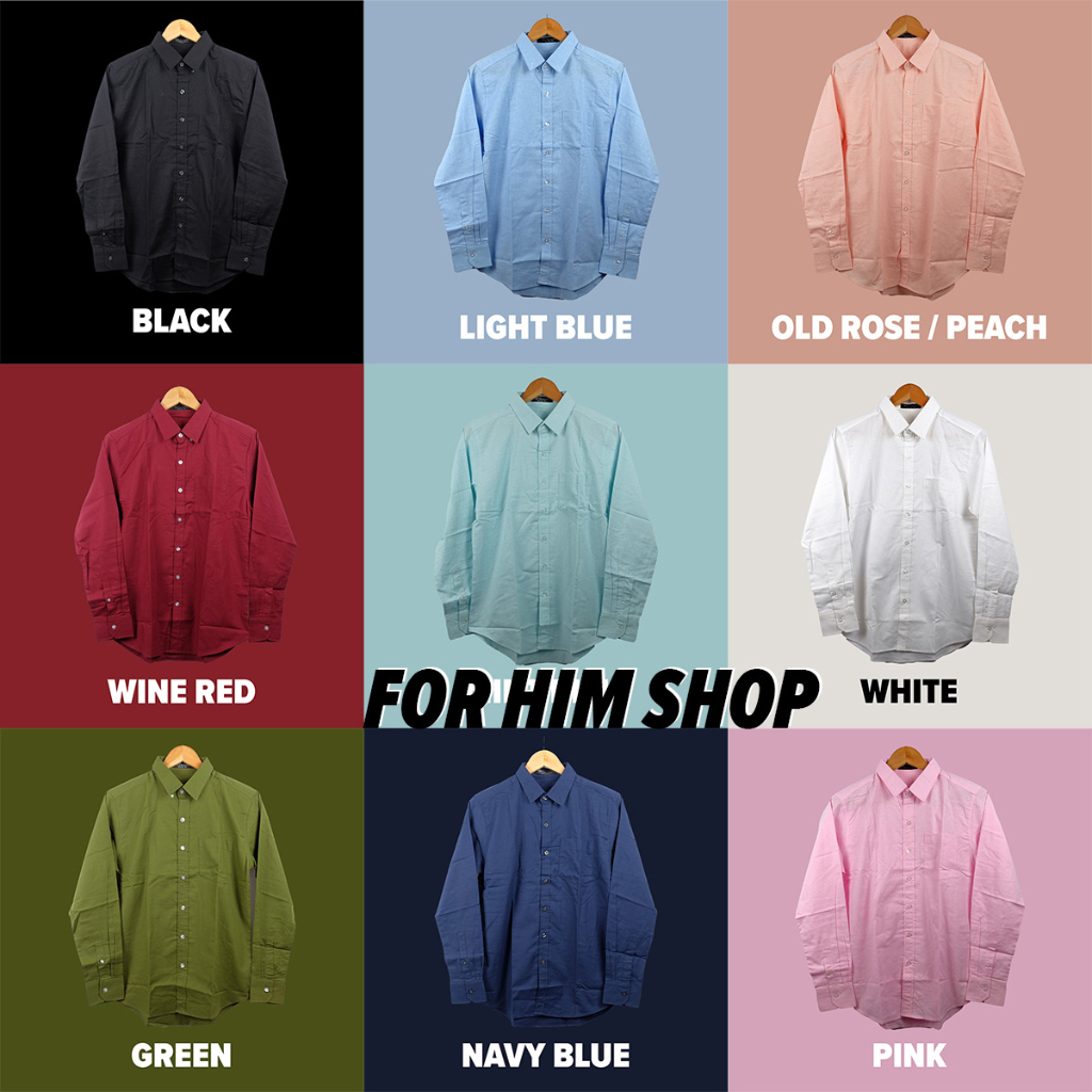 เสื้อเชิ้ตคอปกแขนยาว S  XL มี 12 สี ผ้า OXFORD ทรงสลิม  เสื้อเชิ้ตผู้ชาย คอปกแขนยาว