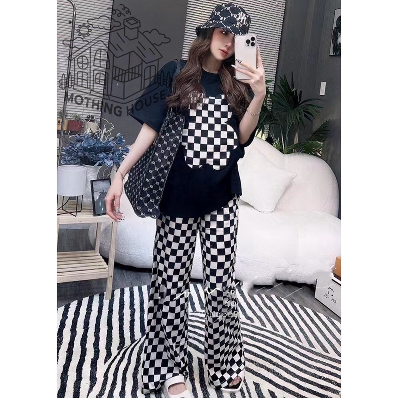 SGH0177 ชุดเชทผู้หญิง เสื้อแขนสั้นกางเกงขายาว งานเท่เท่ มาใหม่