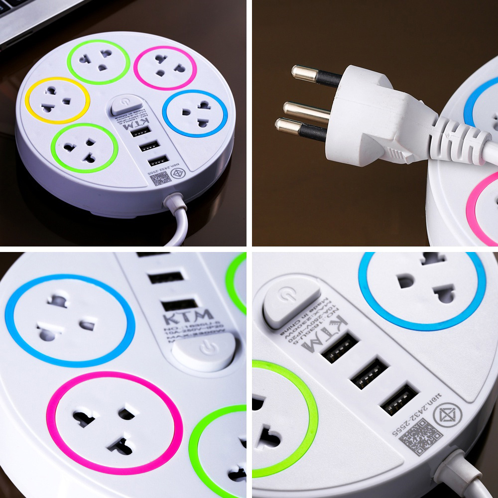 ปลั๊กไฟ ปลั๊กพ่วง 5 ช่อง 3 USB 5 เมตร วัสดุแข็งแรง สินค้าขายดี สายไฟหนาแข็งแรง มีปุ่มเปิดปิด