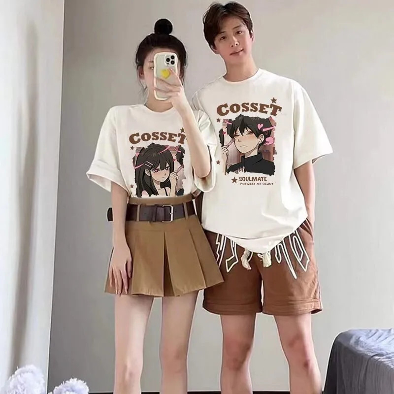 เสื้อยืดคู่รักชายหญิงน่ารักoversize แขนสั้นสไตล์เกาหลี เสื้อผ้าแฟชั่นวัยรุ่น เสื้อโอเวอร์ไซส์ผู้หญิงสกรีนลายวินเทจ xxl