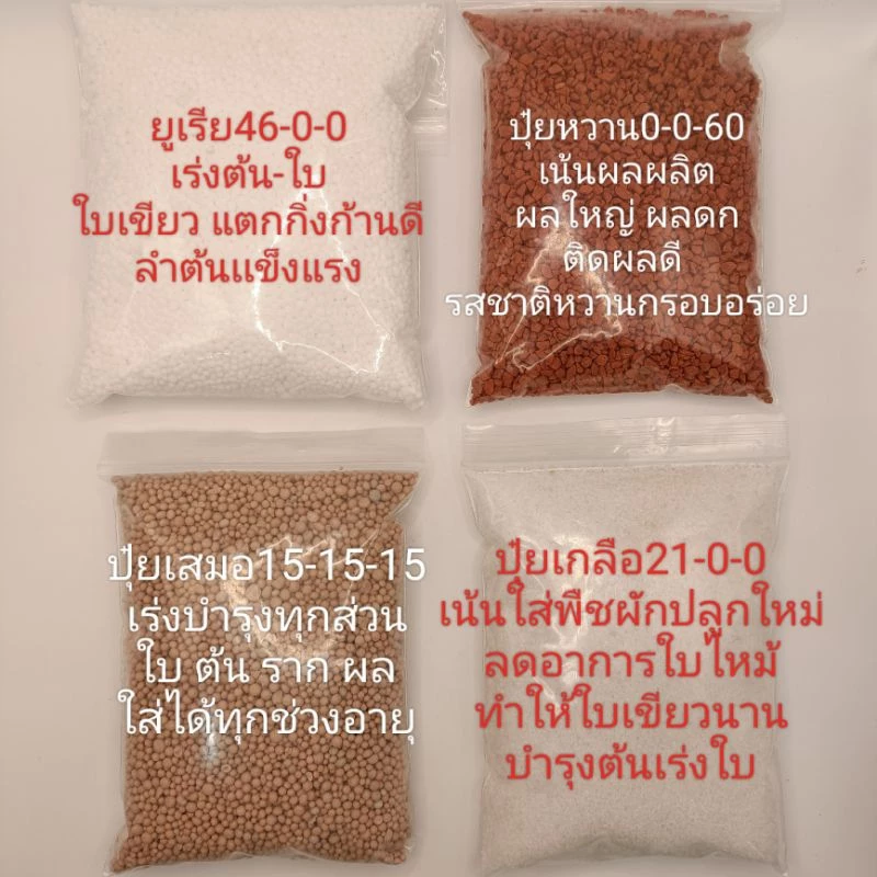 (500กรัม) ปุ๋ยบำรุงผัก ปุ๋ยบำรุงต้นไม้ ปุ๋ย15-15-15 ปุ๋ยยูเรีย46-0-0 ปุ๋ยหวาน0-0-60 ปุ๋ยเกลือ21-0-0 ปุ๋ยแบ่งขาย — ของมงคลหมวดบ้านและฮวงจุ้ย