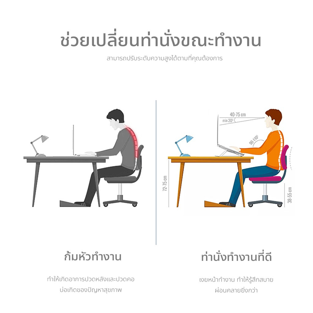OSCROP แท่นวางโน๊ตบุ๊ค ขาตั้งโน๊ตบุ๊คพกพา Notebook Laptop Stand ที่วางโน๊ตบุ๊ค ที่วางแล็ปท็อป  ปรับความสูงได้สองเท่า