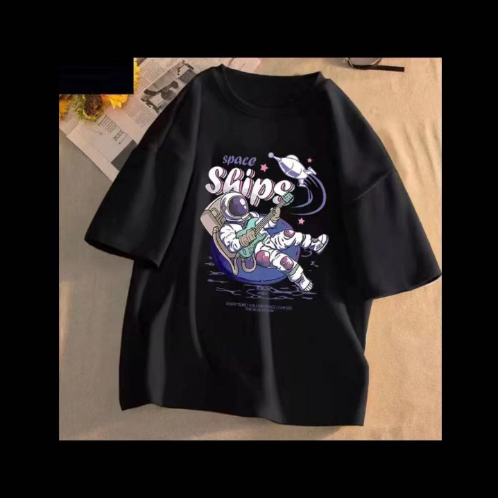 เสื้อยืดแขนสั้นพิมพ์ลายการ์ตูน ทรงหลวมสไตล์เกาหลี oversize เสื้อผ้าแฟชั่นน่ารัก เสื้อโอเวอร์ไซส์ผู้หญิงวินเทจ ผ้านิ่มมาก