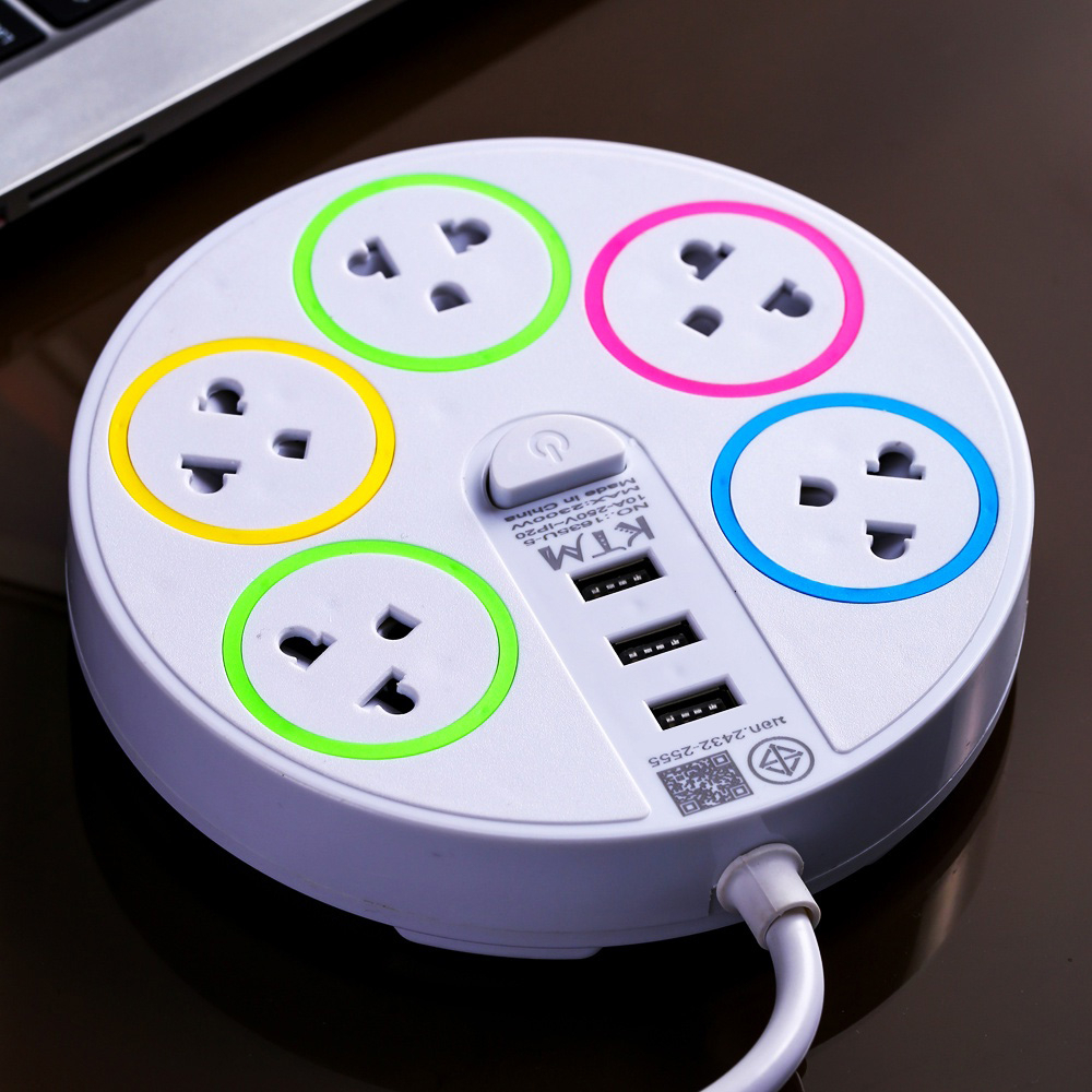 ปลั๊กไฟ ปลั๊กพ่วง 5 ช่อง 3 USB 5 เมตร วัสดุแข็งแรง สินค้าขายดี สายไฟหนาแข็งแรง มีปุ่มเปิดปิด