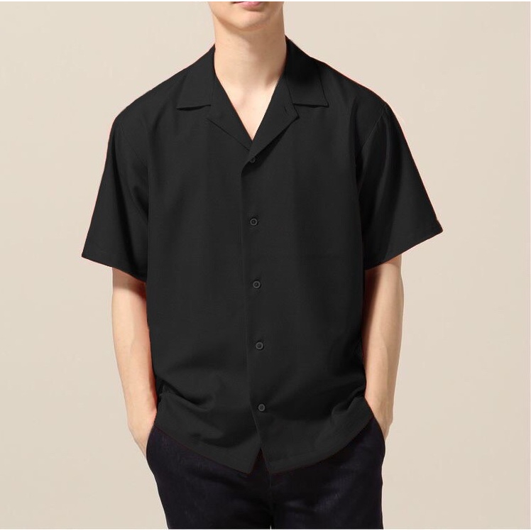 เสื้อเชิ้ตผู้ชายสีดำ bp สีพื้นมินิมอล ผ้าดีใส่สบาย oversize M4XL