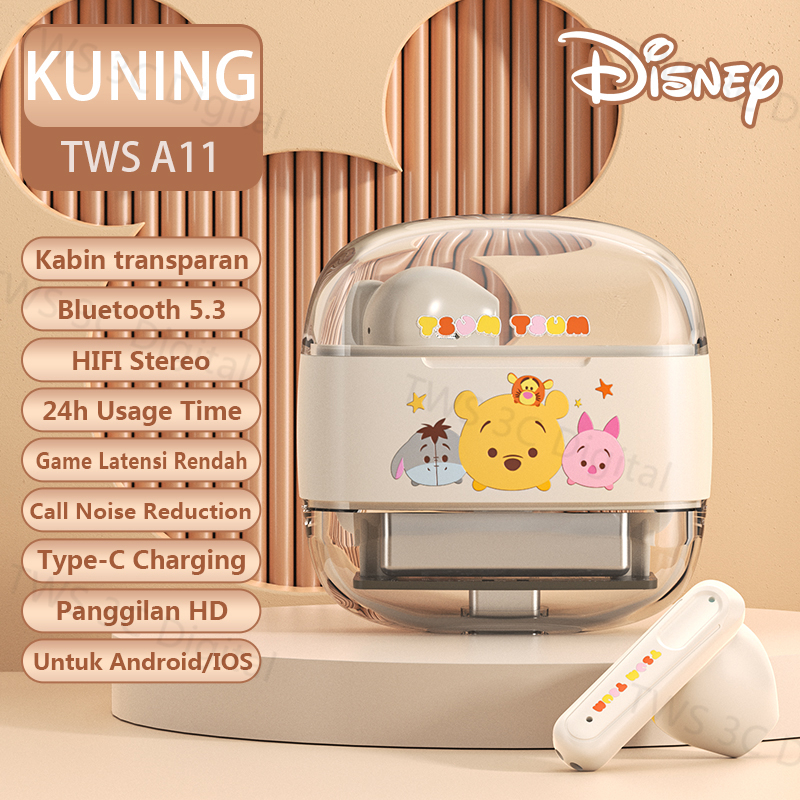 Disney หูฟังบลูทูธ TWS ดิสนีย์ แท้ น่ารัก หูฟังบลูทูธไร้สาย สําหรับ IOS Android มีไมโครโฟน หูฟังไร้สาย iPhone
