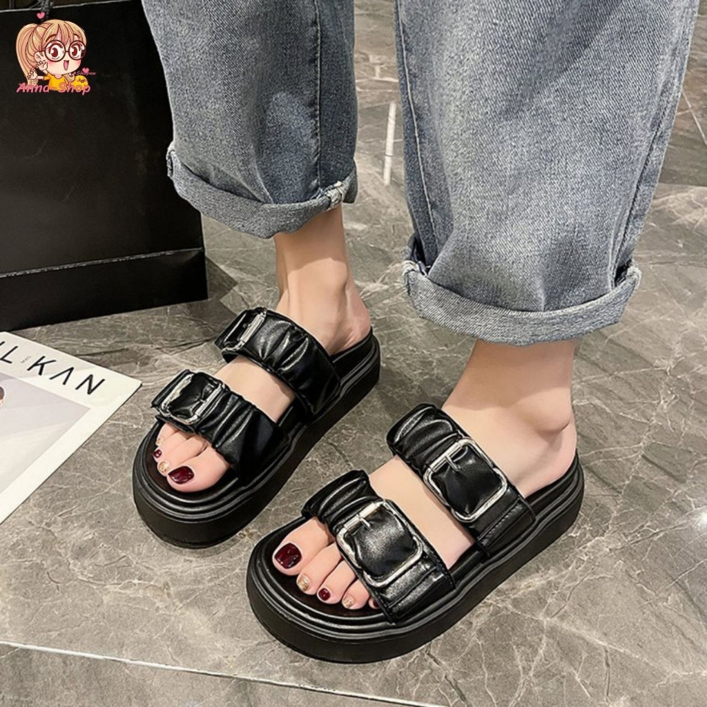 annacny รองเท้าเเตะผู้หญิงสไตล์เกาหลี รองเท้าเสริมส้นเพิ่มความสูง รุ่นใหม่มาแรงสุดๆ T222
