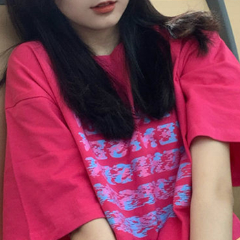 เสื้อยืดแขนสั้นสไตล์เกาหลี oversize เสื้อผ้าแฟชั่นวัยรุ่นน่ารัก เสื้อโอเวอร์ไซส์ผู้หญิง สกรีนลายวินเทจ ทรงหลวมไซส์ใหญ่
