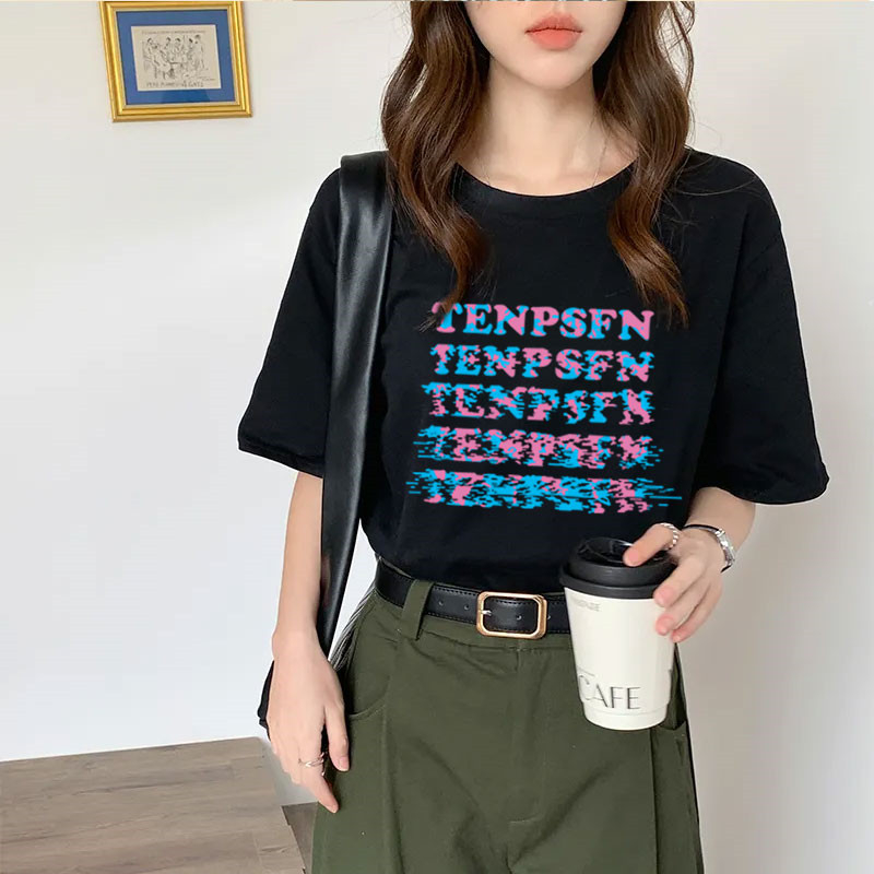 เสื้อยืดแขนสั้นสไตล์เกาหลี oversize เสื้อผ้าแฟชั่นวัยรุ่นน่ารัก เสื้อโอเวอร์ไซส์ผู้หญิง สกรีนลายวินเทจ ทรงหลวมไซส์ใหญ่
