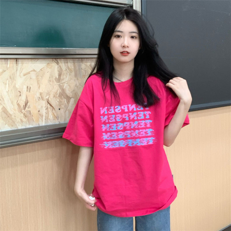 เสื้อยืดแขนสั้นสไตล์เกาหลี oversize เสื้อผ้าแฟชั่นวัยรุ่นน่ารัก เสื้อโอเวอร์ไซส์ผู้หญิง สกรีนลายวินเทจ ทรงหลวมไซส์ใหญ่
