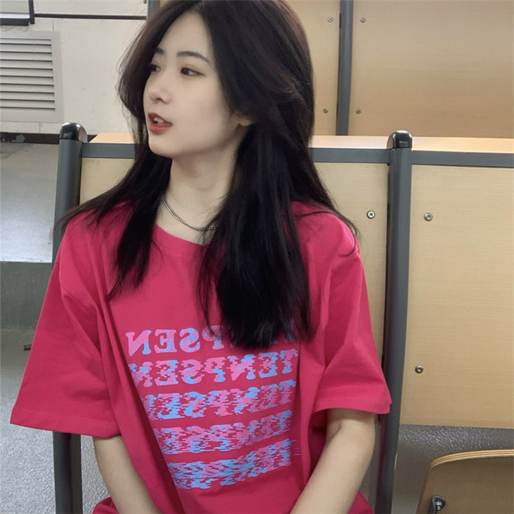 เสื้อยืดแขนสั้นสไตล์เกาหลี oversize เสื้อผ้าแฟชั่นวัยรุ่นน่ารัก เสื้อโอเวอร์ไซส์ผู้หญิง สกรีนลายวินเทจ ทรงหลวมไซส์ใหญ่