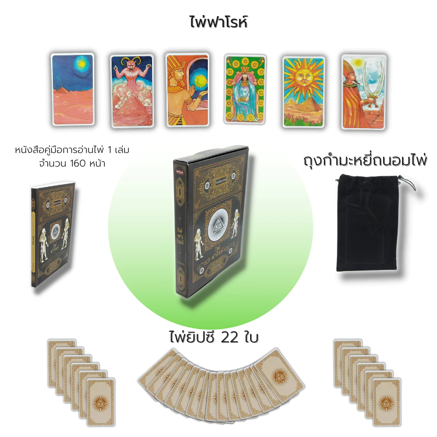 ไพ่ยิปซี ไพ่ฟาโรห์ PHARAOH : (หนังสือ พร้อมไพ่ ) ไพ่ทำนาย ไพ่ดูดวง ไพ่ทาโรต์ ไพ่พรหมญาณ The Magiciam Tarot ไพ่ลามะธิเบต — ของมงคลหมวดราศีและนักษัตร