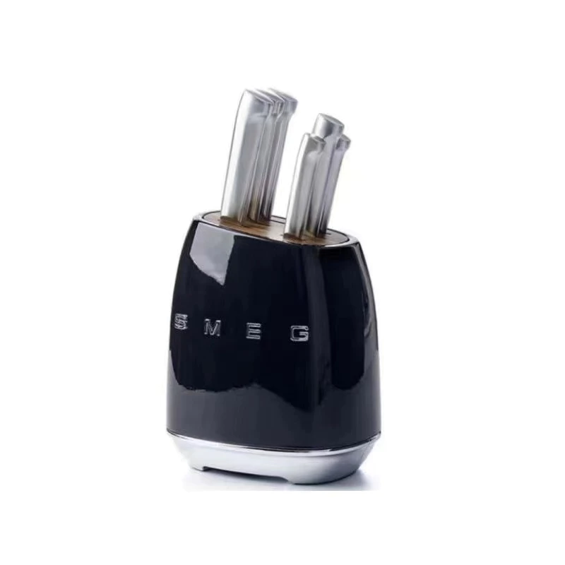 Italy SMEG knife set kitchen household antique stainless steel kitchen knife slicer knife set Black 7 piece set