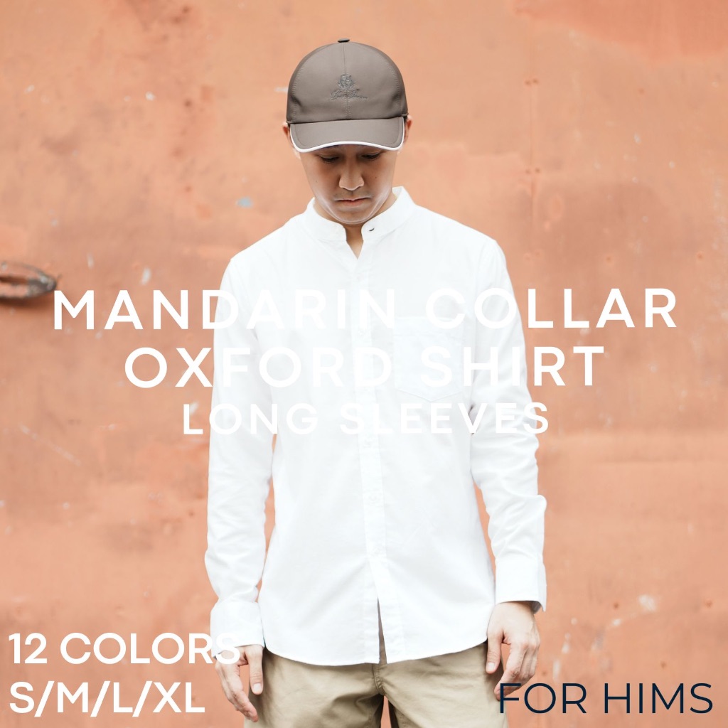 เสื้อเชิ้ตคอจีนแขนยาว S  XL มี 12 สี ผ้า OXFORD ทรงสลิม  เสื้อเชิ้ตผู้ชาย