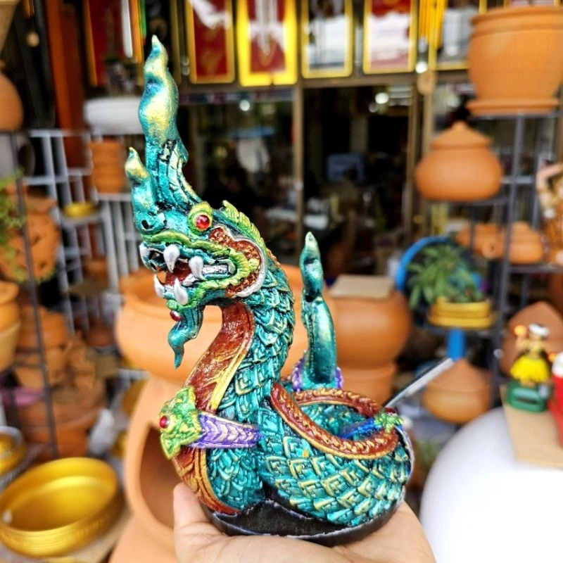 องค์พญานาค สูง 8.5 นิ้ว พญานาคสีฟ้า พญานาคสีฟ้า พญานาคพ่นน้ำ รูปปั้น องค์พญานาคพ่นน้ำ บูชาพญานาค ตั้งพญานาค รูป — ของมงคลหมวดเครื่องรางและวัตถุมงคล