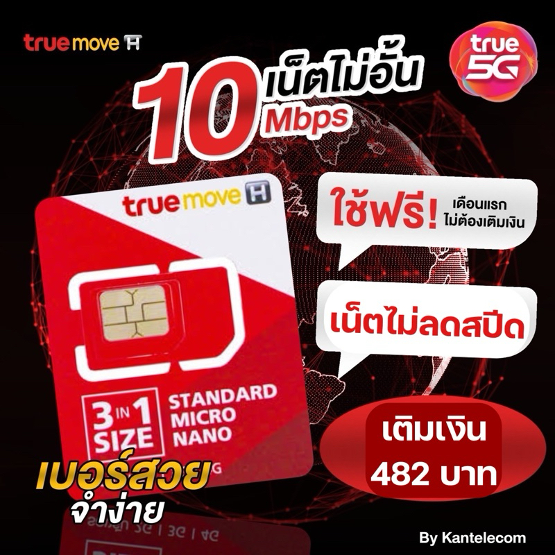 ซิมเทพทรู เน็ตโทรไม่อั้น เริ่มต้นเพียง100บาท เดือนแรกใช้ฟรี