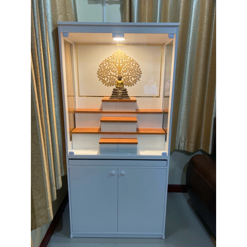 โต๊ะบูชาพระแบบยืนไหว้ สูง170 กว้าง80 ลึก40มีถาดถวายวางของไหว้ลิ้นชักเก็บของกระจก3ด้าน(ค่าจัดส่งคิดตามระยะทางชำระหน้างาน) — ของมงคลหมวดพิธีและความเชื่อ