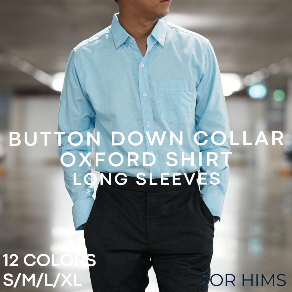 เสื้อเชิ้ตคอปกแขนยาว S  XL มี 12 สี ผ้า OXFORD ทรงสลิม  เสื้อเชิ้ตผู้ชาย คอปกแขนยาว