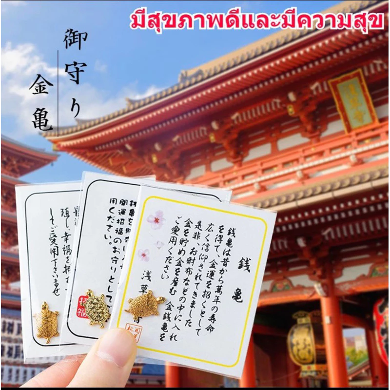 เครื่องรางนําโชค รูปเต่านําโชค สีทอง จากวัดเซนโซจิ สไตล์ญี่ปุ่น พร้อมส่งในไทย — ของมงคลหมวดเครื่องรางและวัตถุมงคล