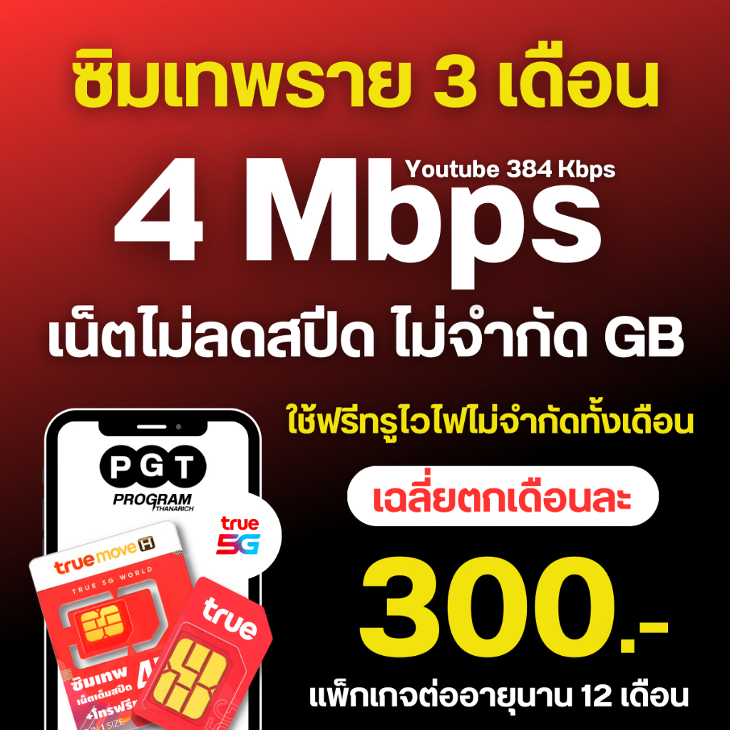 4MBไม่อั้น90วัน300บา