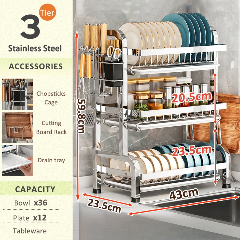 42cm-3ชั้น 304เงิน