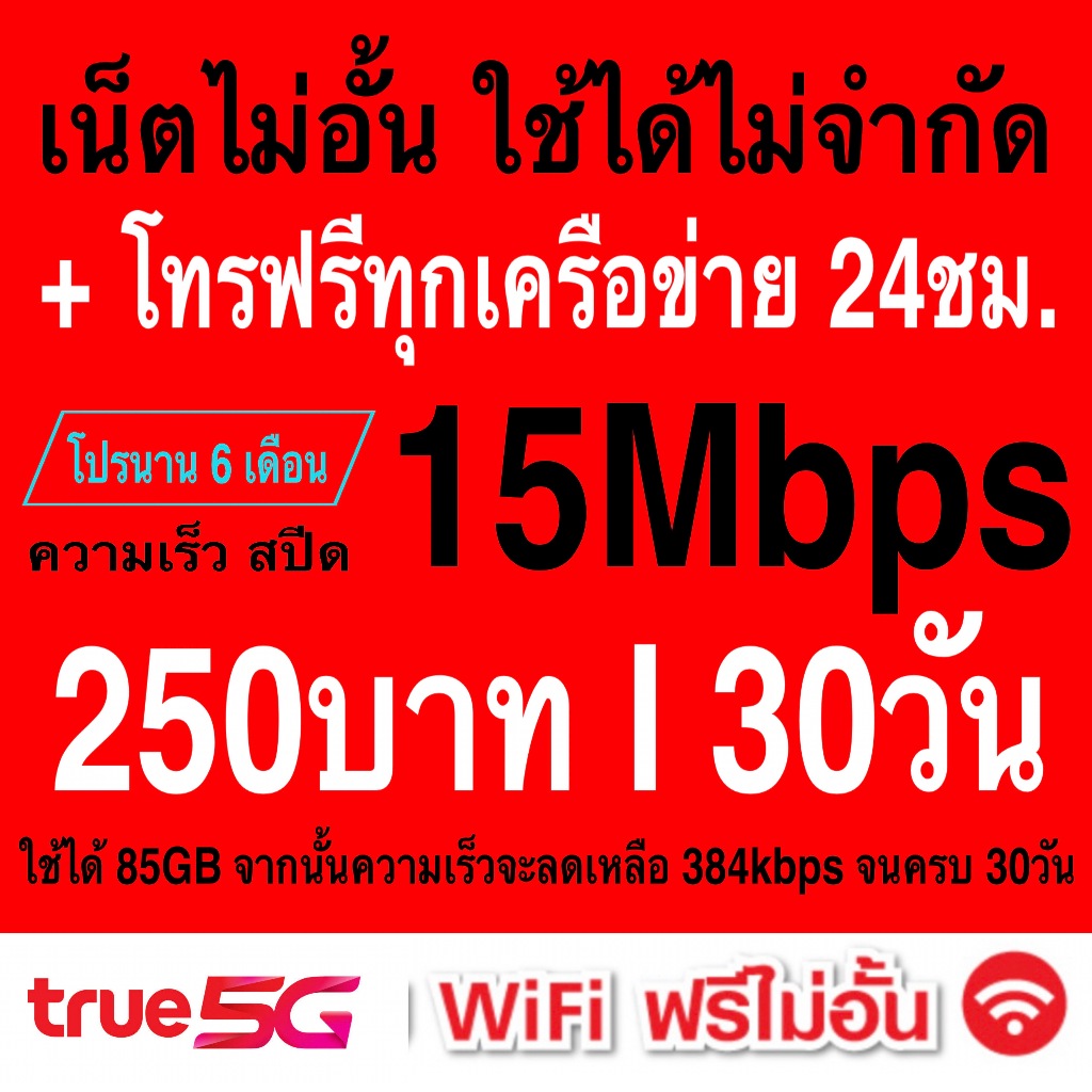 15Mbps+โทรฟรี (85GB)
