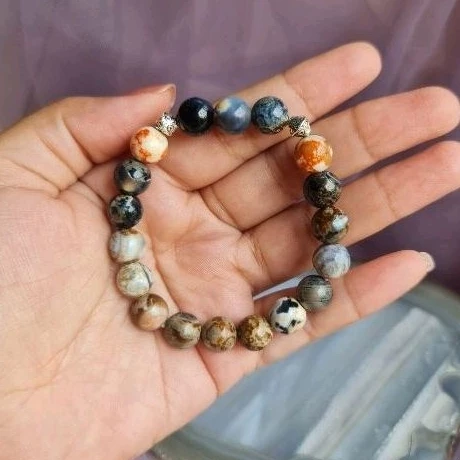 สร้อยหินบลูอาเกต Blue Agate สร้อยหินนำโชค กำไลหินมงคล — ของมงคลหมวดเครื่องรางและวัตถุมงคล