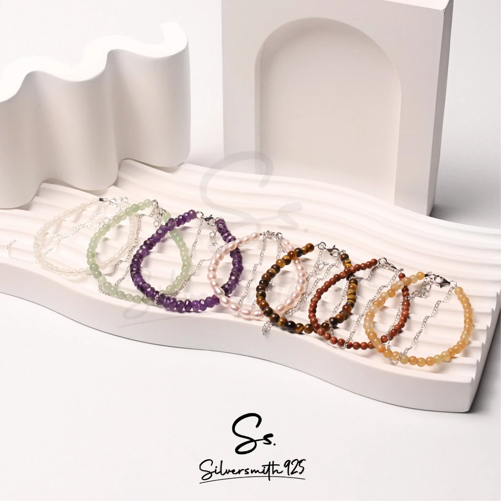 กำไลหินมงคล 8 สี พร้อมสร้อยเงินแท้92.5% สร้อยข้อมือเงินแท้พร้อมหินมงคลเกรดดีเยี่ยม — ของมงคลหมวดเครื่องรางและวัตถุมงคล