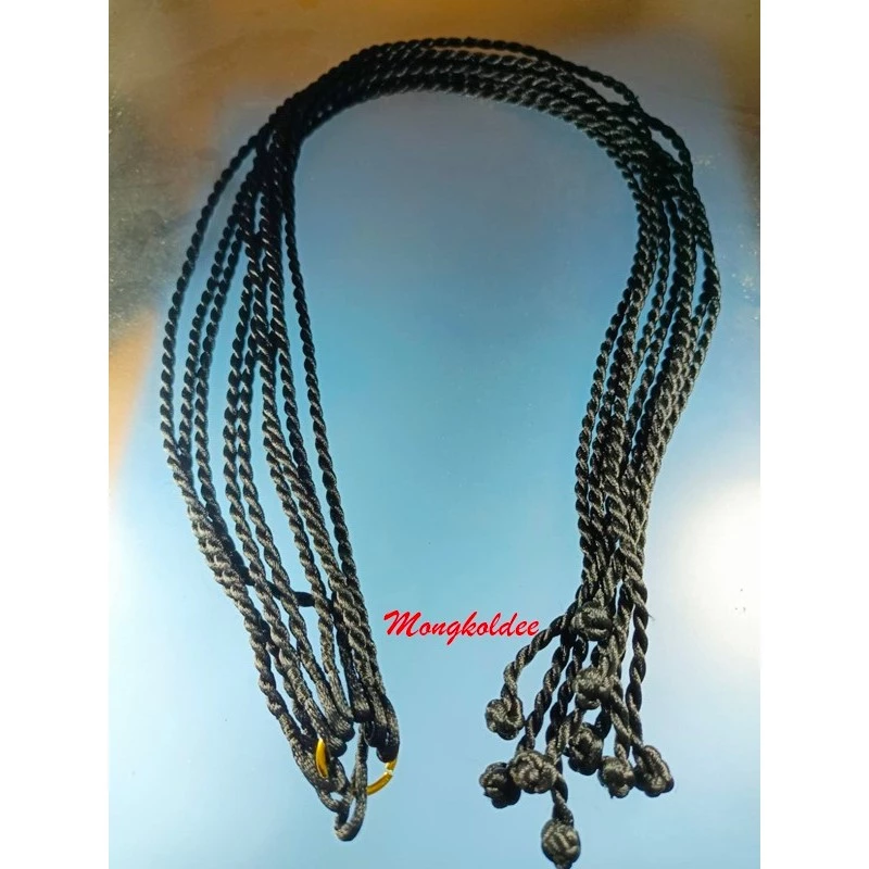 สร้อยเชือกไหมญี่ปุ่น (คล้องพระ) ลายเกลียวเชือก สีดำ นิ่มใส่สบาย ถอด-ใส่สะดวก ของใหม่ — ของมงคลหมวดเครื่องรางและวัตถุมงคล
