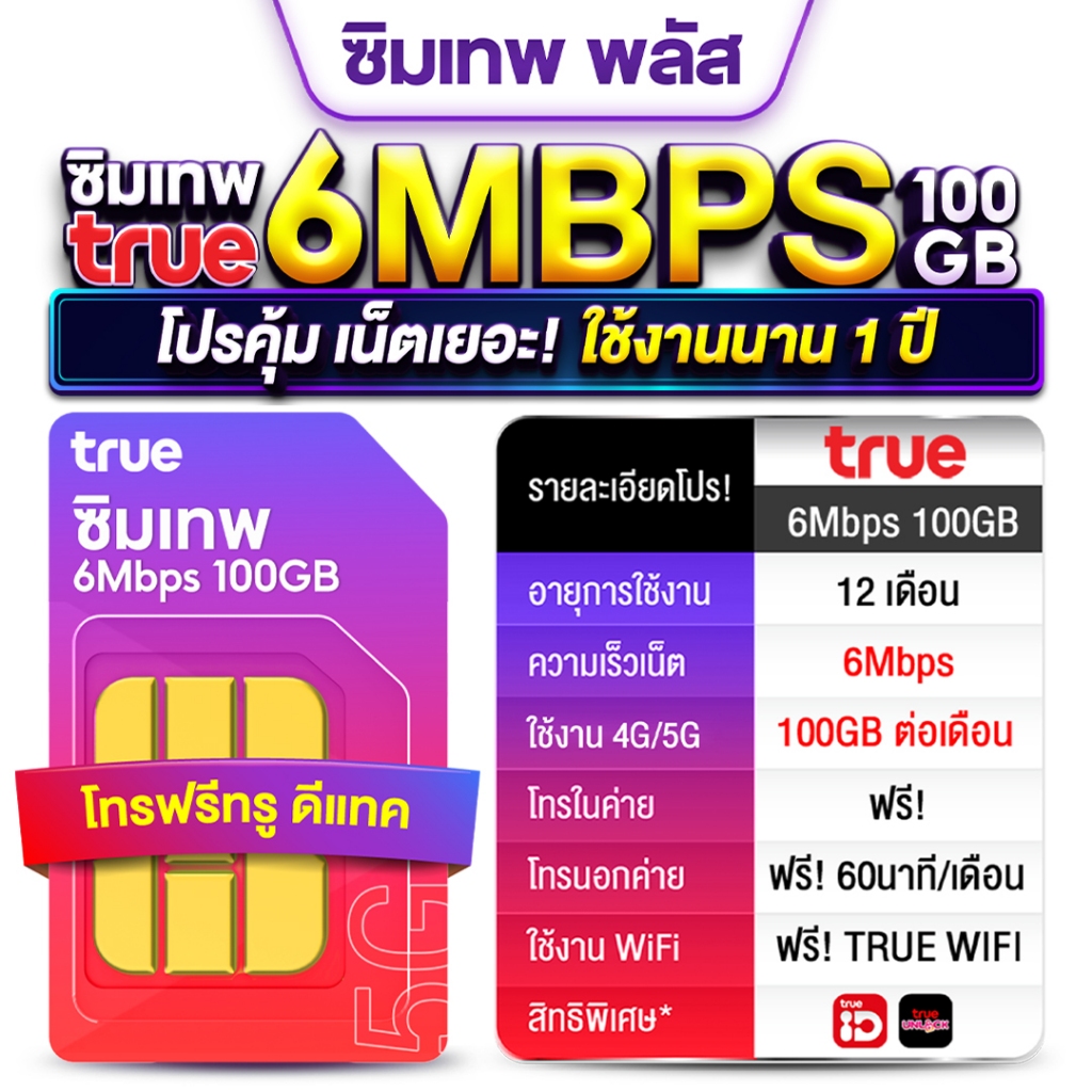 TRUE-6Mbps 100GB