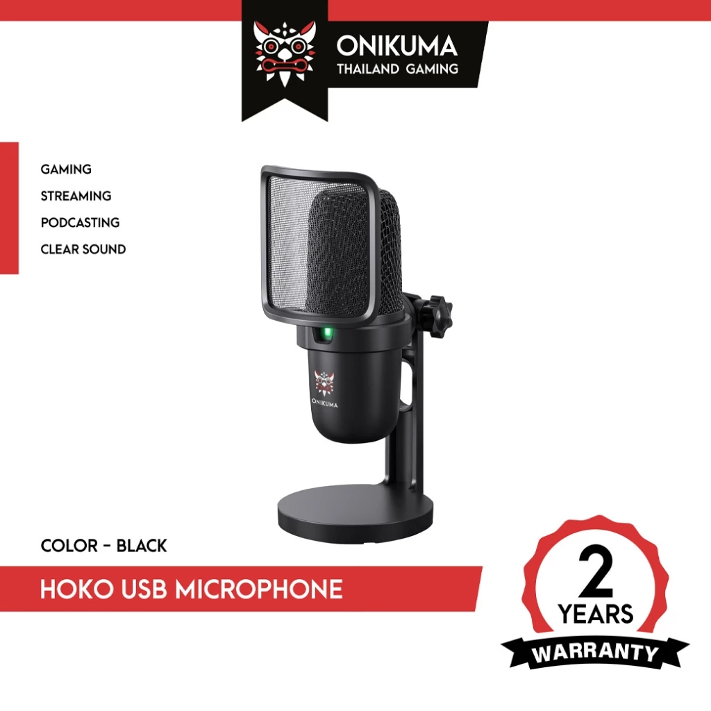 Onikuma Hoko USB Microphone ไมโครโฟนตั้งโต๊ะ ไมค์สตรีมมิ่ง เกมมิ่ง พอดแคสต์ ตัดเสียงรบกวนไมค์คอมพิวเตอร์ PC/Laptop