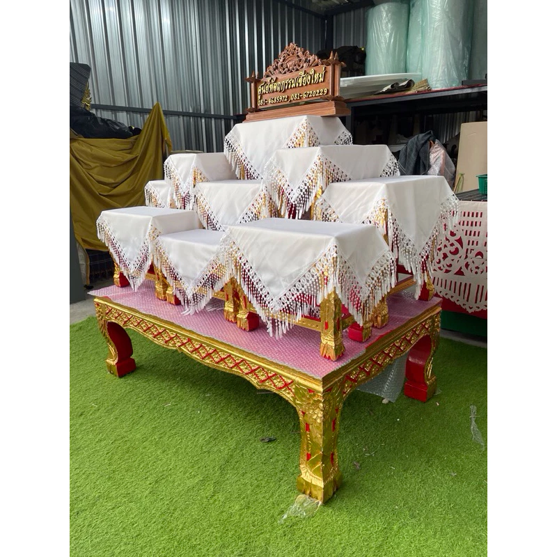 ผ้าคลุมโต๊ะหมู่บูชา ผ้ารองพานสีขาวระบายลูกไม้ ขนาด 50 × 50 ซม ผ้าคลุมพาน ผ้ารองพาน ราคา/ชิ้น — ของมงคลหมวดพิธีและความเชื่อ