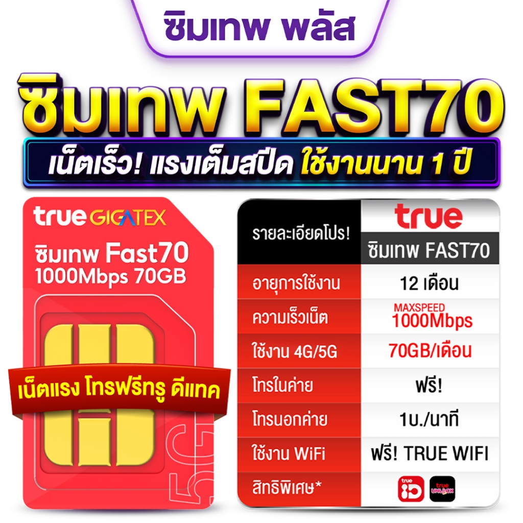 TRUE-ซิมเทพ Fast70