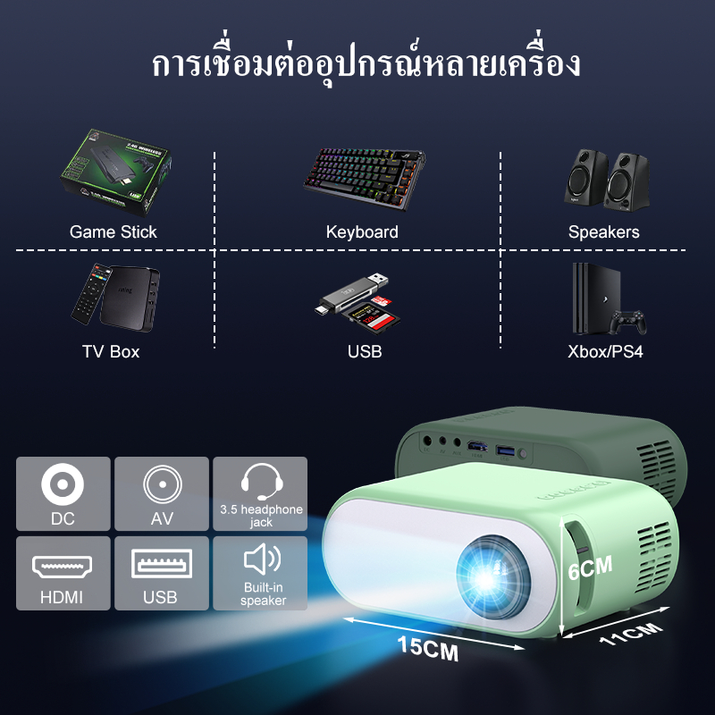 QIAOLET โปรเจคเตอร์  Z1 โปรเจคเตอร์มินิ  โปรเจคเตอร์โทรศัพท์มือถือ หน้าจอเดียวกัน HD 1080P มินิโปรเจคเตอร์ สำนักงานที่บ้
