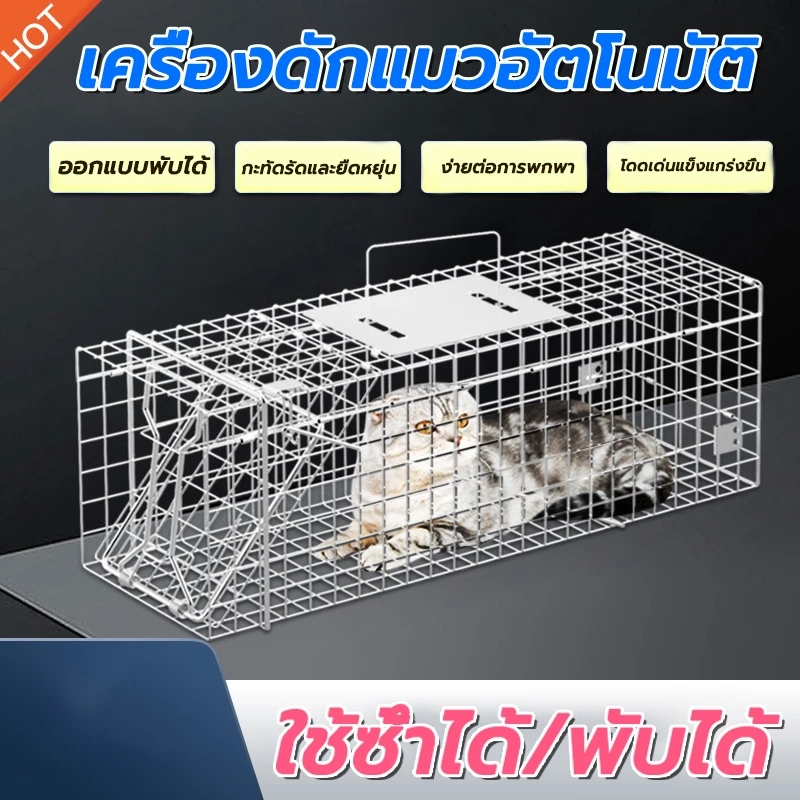 CatTrap กรงดักแมว กรงดักแมวคะ(ไซส์ XL) ส เหล็กเส้น ชุบกาวาไนท กันสนิม พับได้ จับแมวจรจัด จับแมว ดักจับแมวไม่ทําร้ายแมว