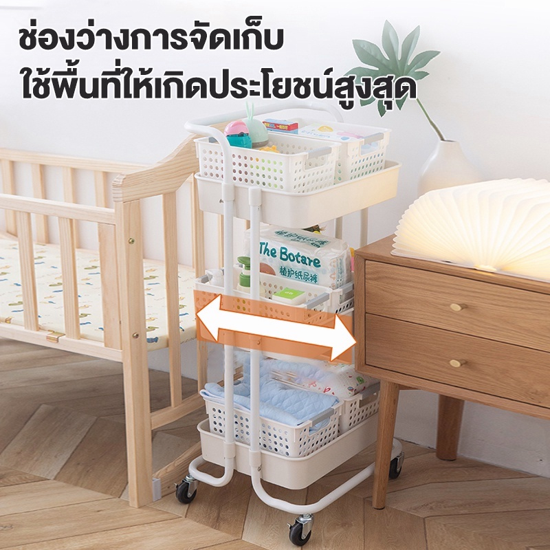 ชั้นวางของมีล้อ 34ชั้น ชั้นวางรถเข็น อุปกรณ์ครัว ของในครัว ของตกแต่งบ้าน ของเหล็ก ตระกร้า