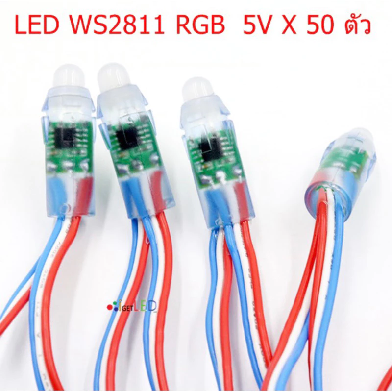 50หลอด RBG หลอดไฟหัวกระสุน 5V 8mm ไฟป้าย ป้ายตัวหนังสือ ไฟป้ายเชียร์ LED String Light ป้ายไฟหน้าร้าน ป้าย OPEN ป้ายร้าน — ของมงคลหมวดการงานและธุรกิจ